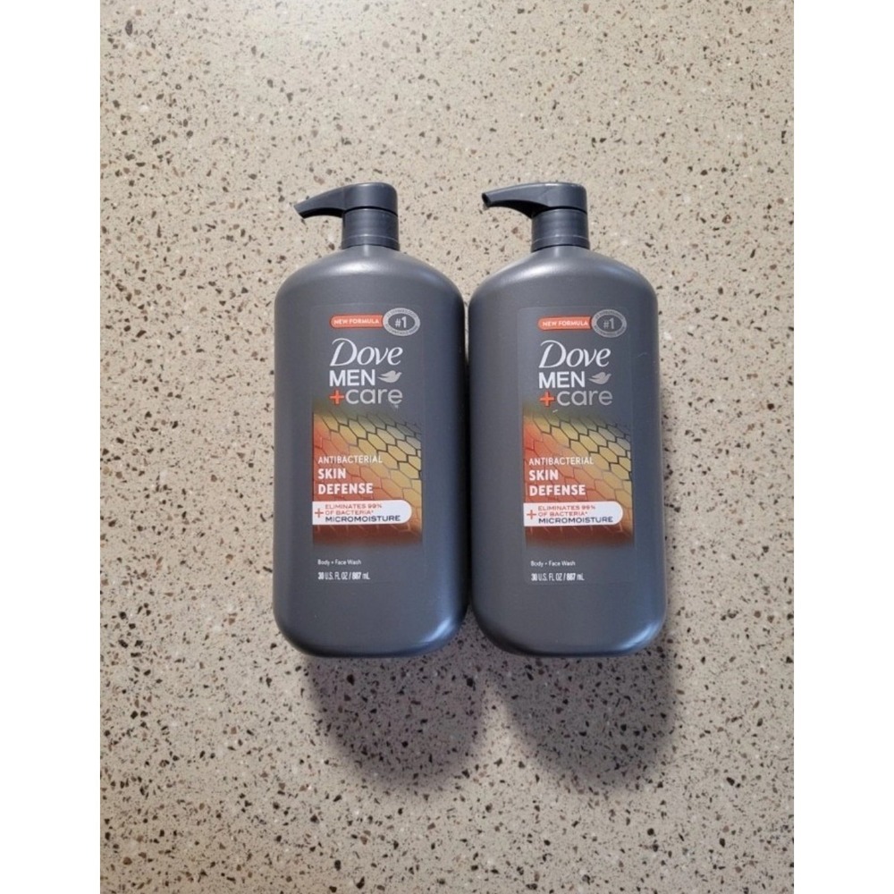 2 Dove Men + Care Antibacterial Skin Defense Body & Face Wash 30 Oz Ea Exp 02/26